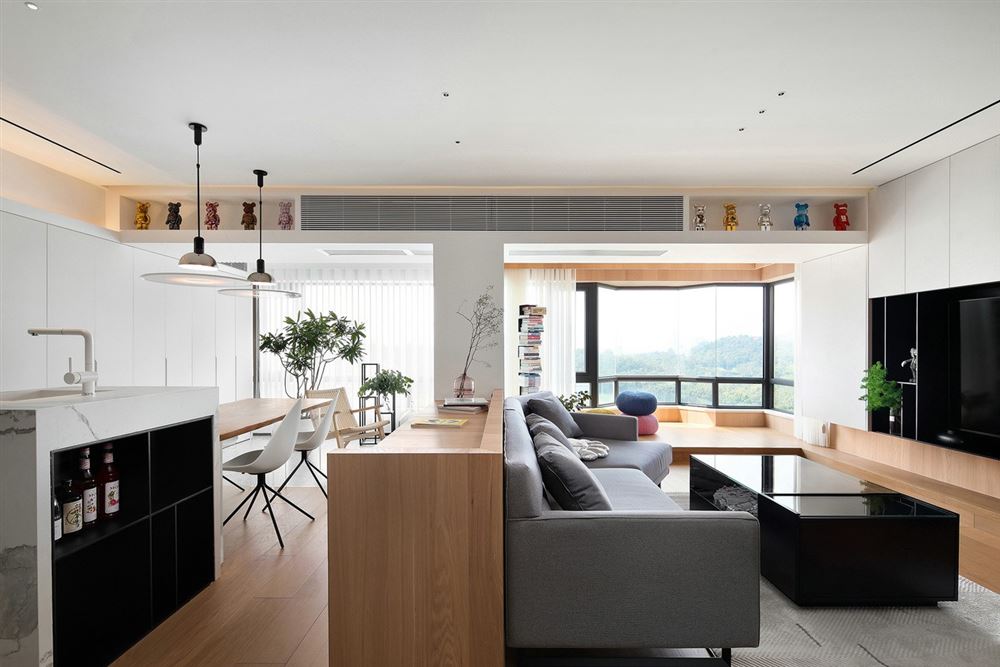 蒙自室内装修金色碧海171平方米四居-现代极简风格室内设计家装案例