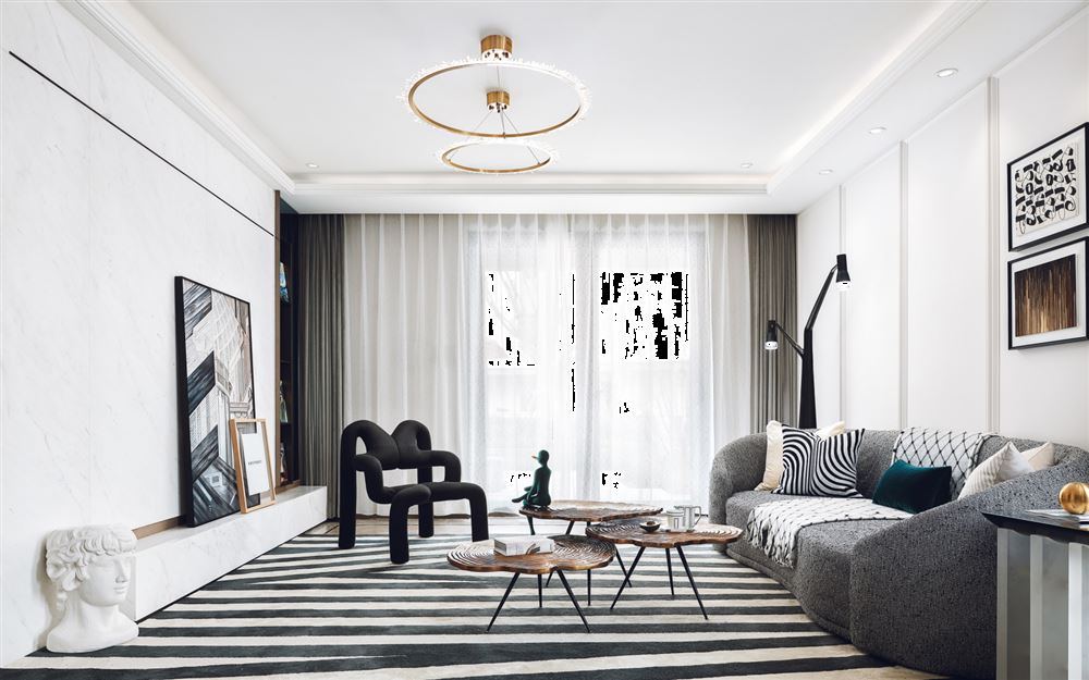 蒙自室内装修风尚国际129平米三居-法式轻奢风格室内设计家装案例